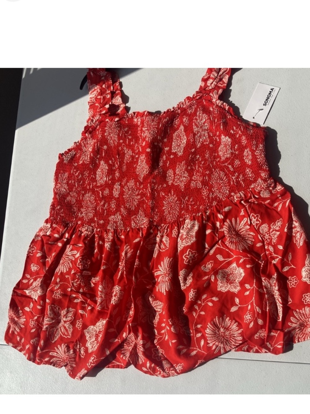 Sonoma top smocked bust ruffle sleeve floral print boho casual 1X
